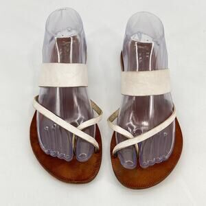 Joie White Leather Cross Front Flat Sandals Women's 38.5 8 Beach Vacation Travel
